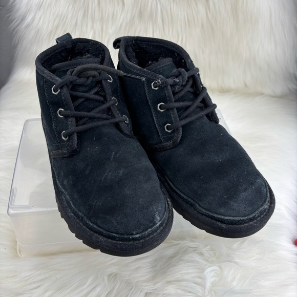 UGG Neumel Chunky Black Ankle Suede Lace-Up Boots - Picture 1 of 11
